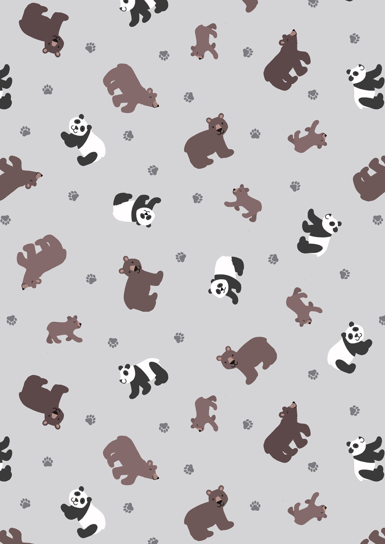 Small Things...Wild Animals by Lewis & Irene: Pandas and Bears on Light Grey (SM54.1)