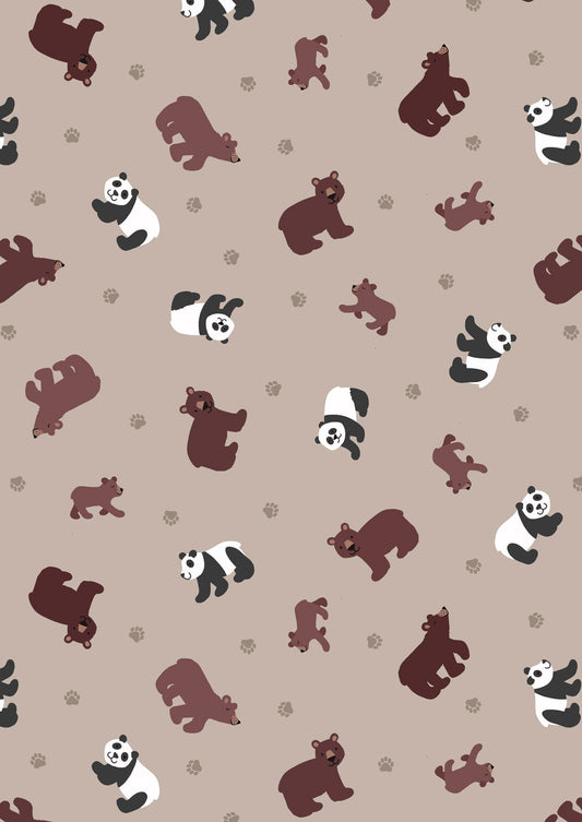 Small Things...Wild Animals by Lewis & Irene: Pandas and Bears on Light Brown (SM54.3)