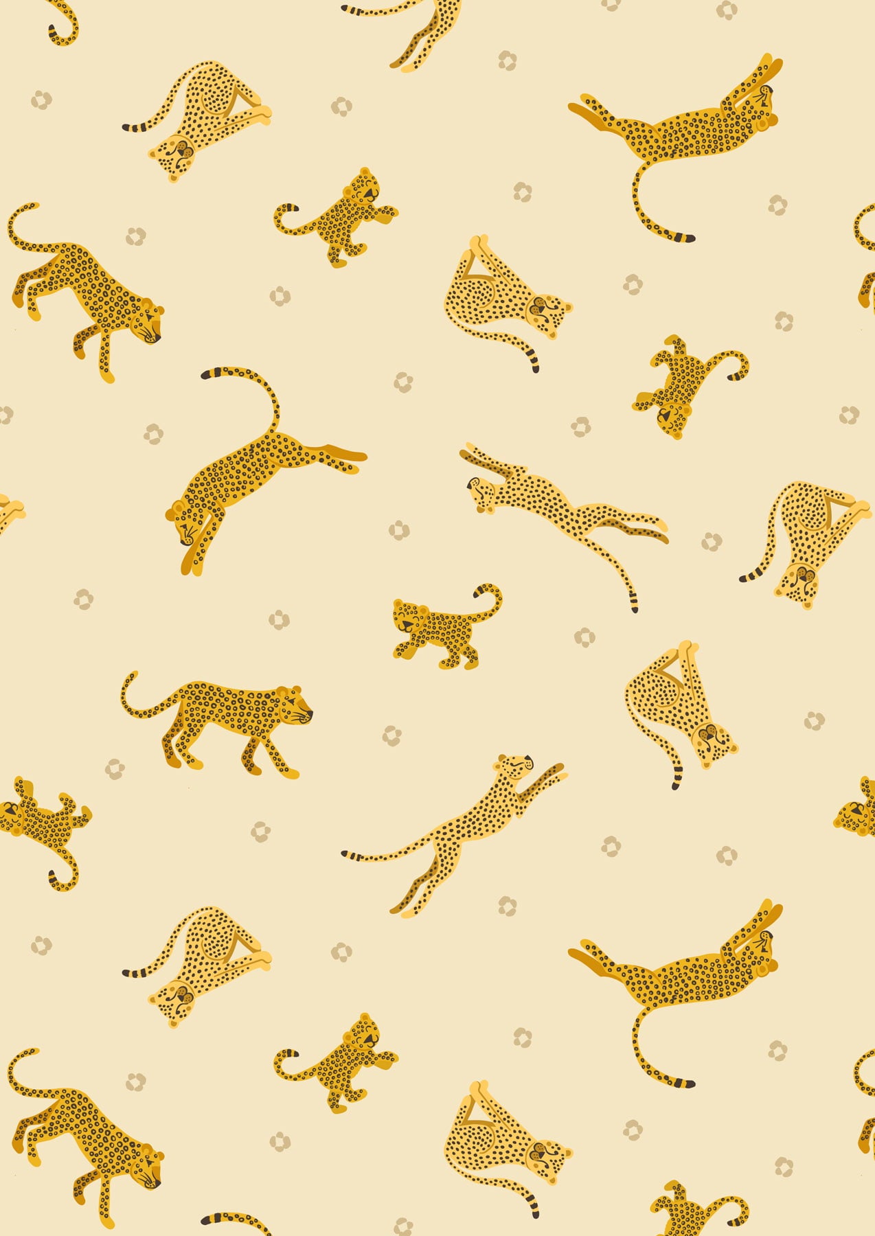 Small Things...Wild Animals by Lewis & Irene: Leopards and Cheetahs on Light Yellow (SM55.1)