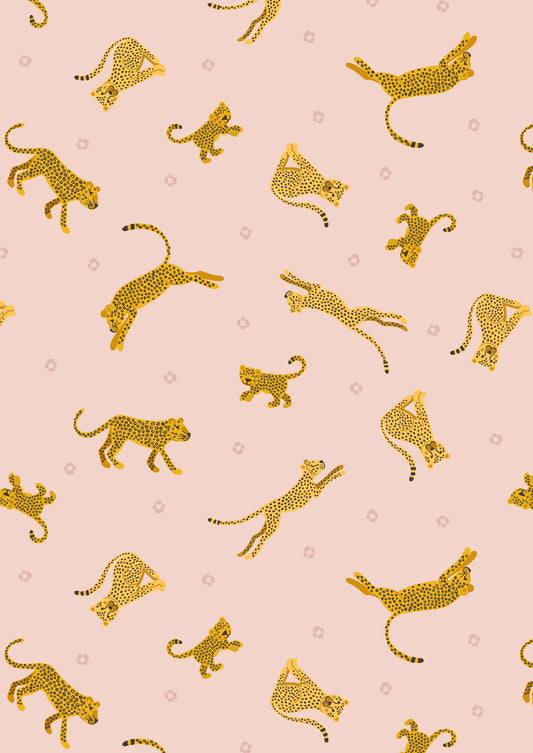 Small Things...Wild Animals by Lewis & Irene: Leopards and Cheetahs on Pale Pink (SM55.2)