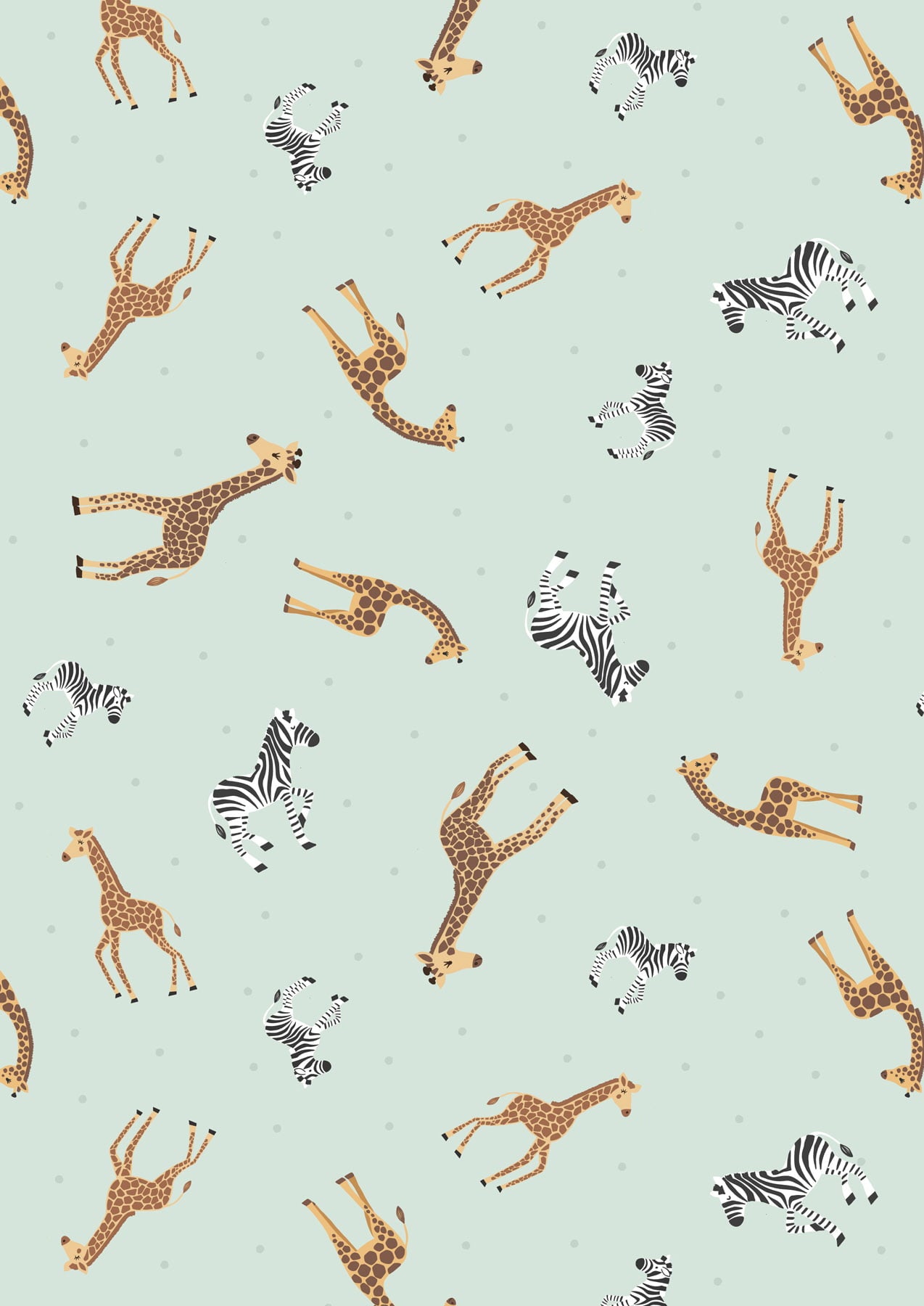 Small Things...Wild Animals by Lewis & Irene: Giraffes and Zebras on Light Blue (SM57.1)