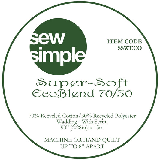 Sew Simple Supersoft Eco Blend 70/30 Wadding (90" wide)