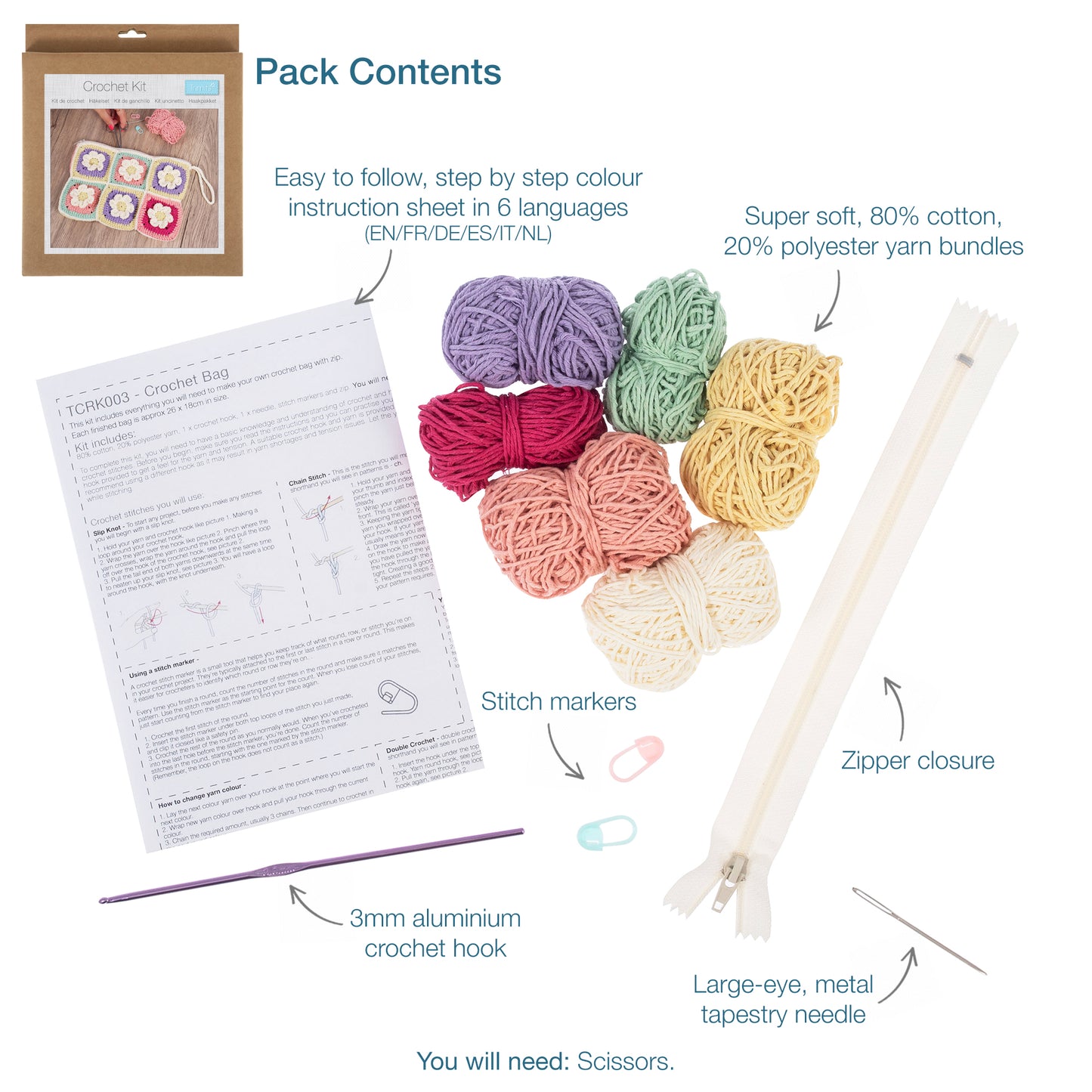 Trimits Crochet Bag with Zip Kit