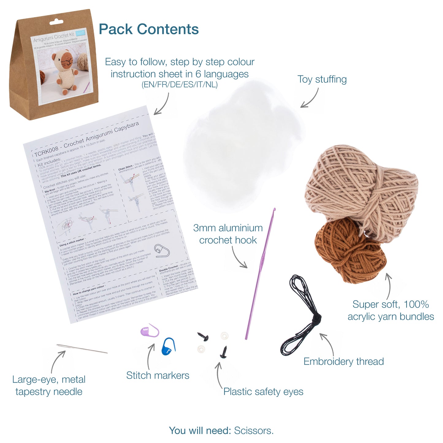 Trimits Amigurumi Crochet Kit: Capybara