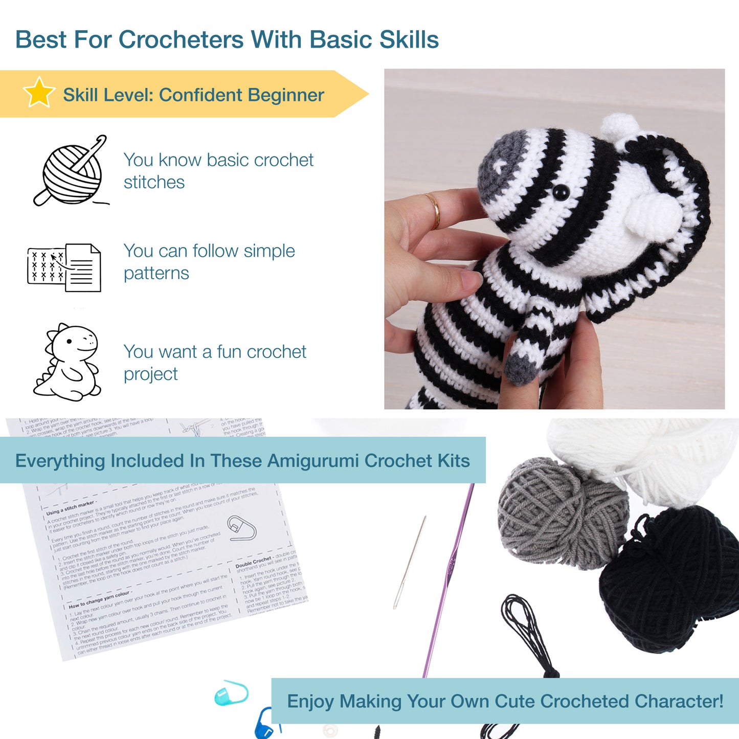 Trimits Amigurumi Crochet Kit: Zebra