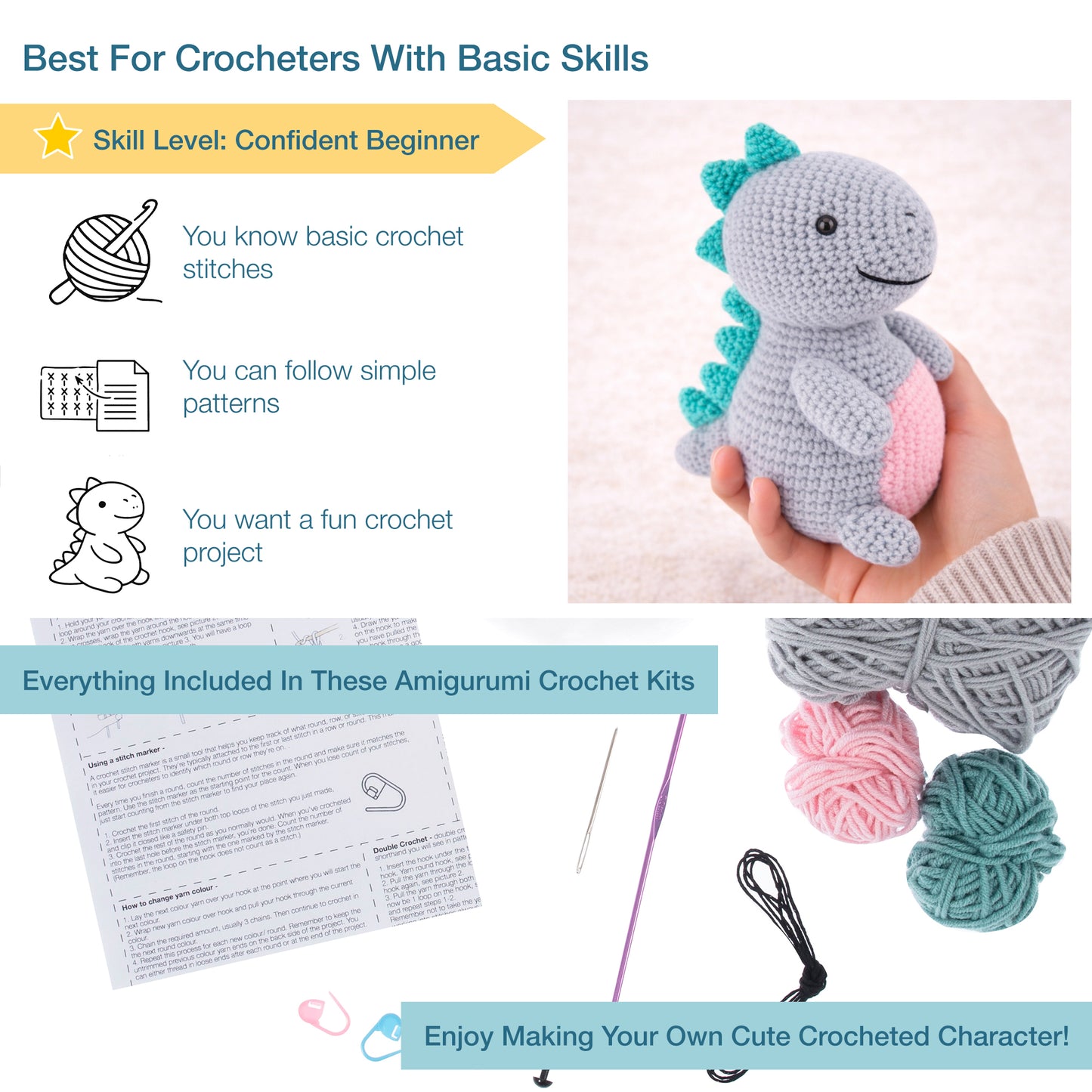 Trimits Amigurumi Crochet Kit: Dinosaur