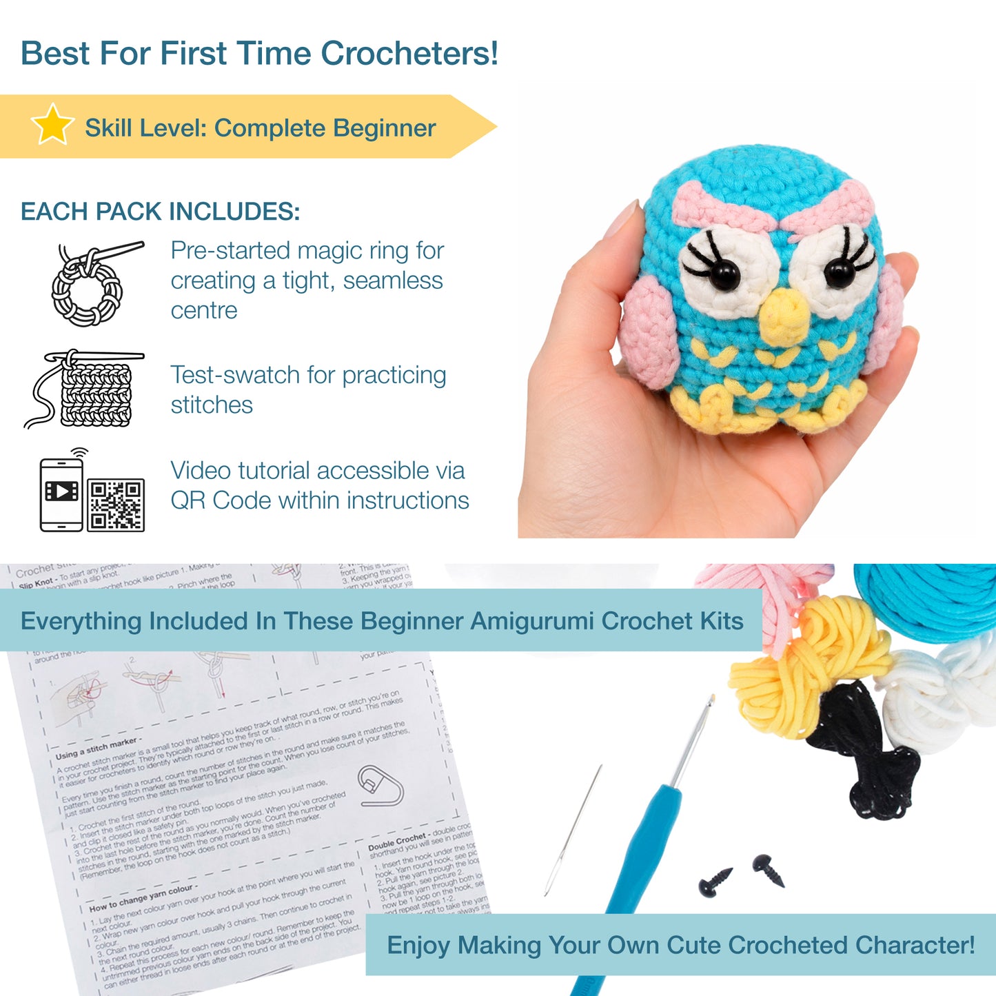 Trimits Beginners Amigurumi Crochet Kit: Owl