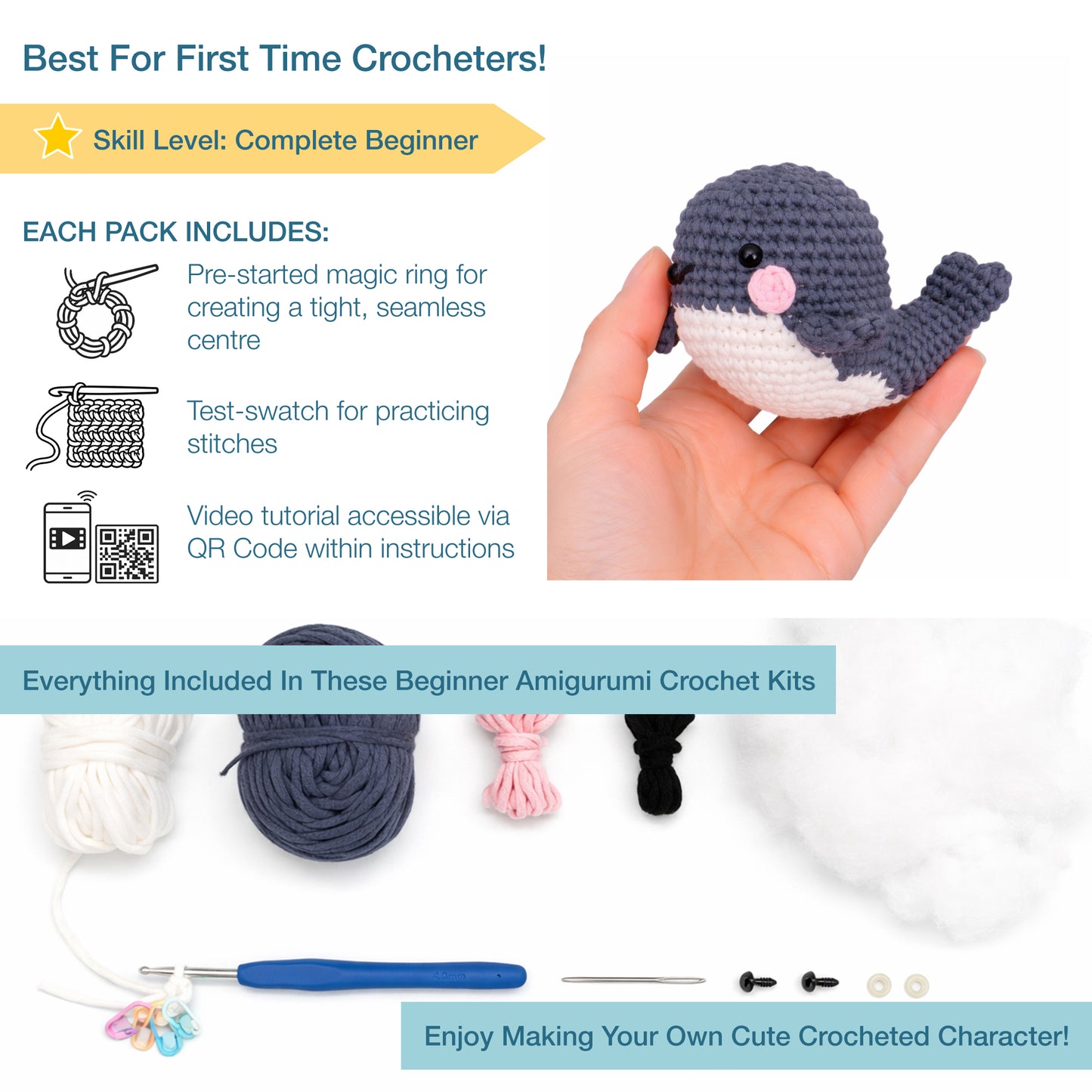 Trimits Beginners Amigurumi Crochet Kit: Whale