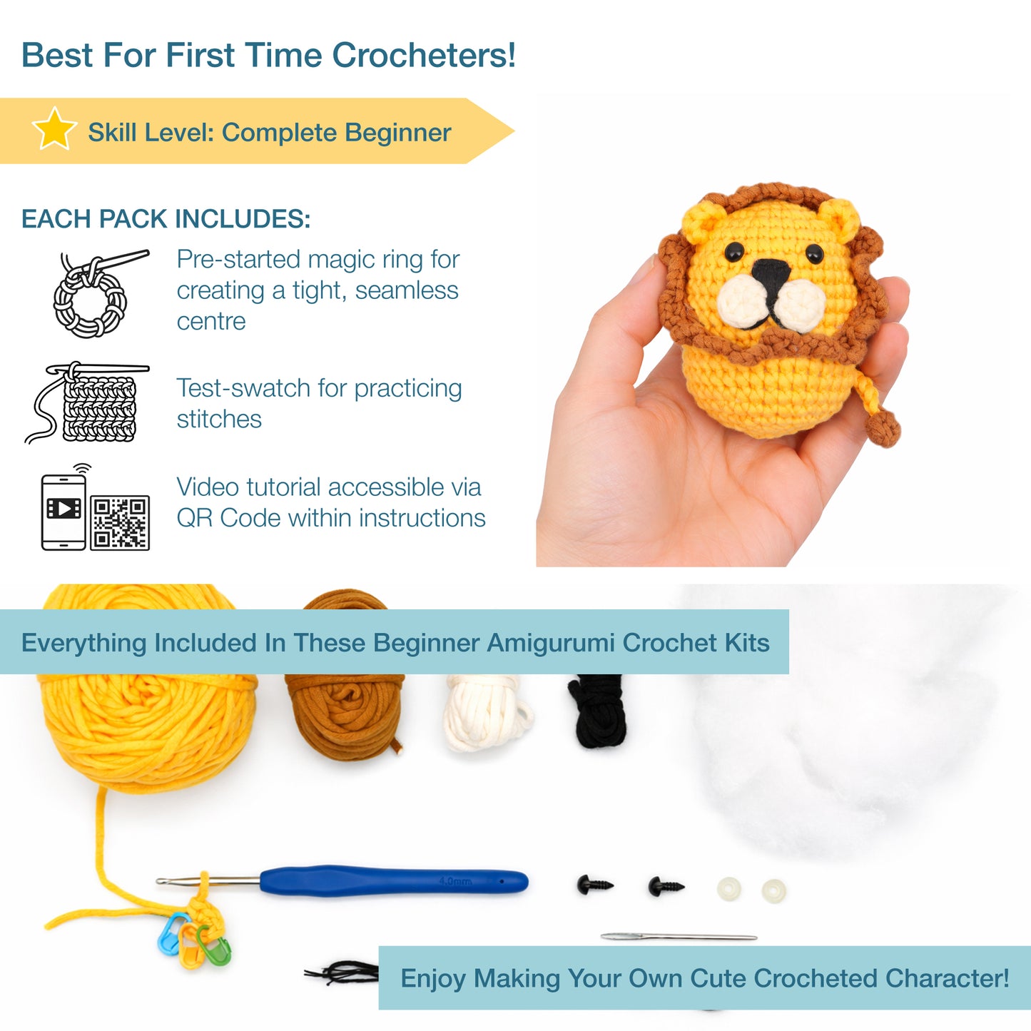 Trimits Beginners Amigurumi Crochet Kit: Lion