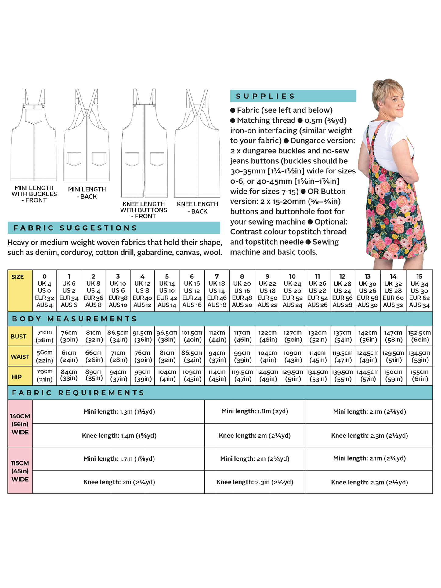Cleo Pinafore & Dungaree Dress by Tilly and the Buttons (1014) (paper sewing pattern)