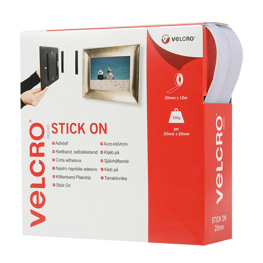 Velcro Stick-On 20mm: White