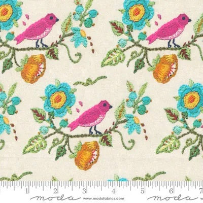 Vintage Soul by Cathe Holden for Moda Fabrics: Bird Stitch - Cloud (7433-11)