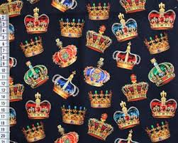 Crowns Cotton by Little Johnny, 100% Cotton: Black 149cm