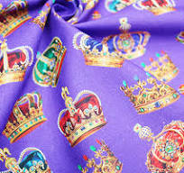 Crowns Cotton by Little Johnny, 100% Cotton: Purple 149cm