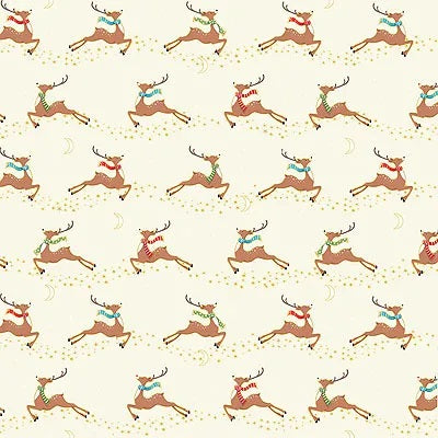 Merry Christmas by Makower: Flying Deer - Cream (2482-Q)