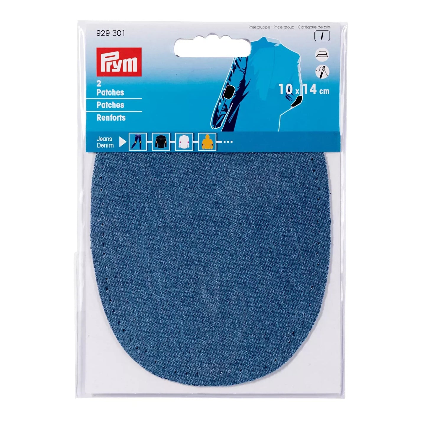 Prym Denim Iron-on Patches: Mid Blue