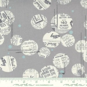 Celestial by Zen Chic for Moda Fabrics: News Dropping Dot Circle Newspaper - Platinum (1762-28)