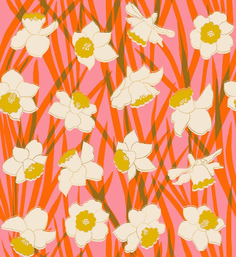 Reverie by Melody Miller of Ruby Star Society for Moda Fabrics: Daffodils - Sorbet Metallic (RS0049 12M)