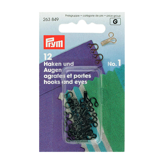 Prym Hooks and Eyes No.1: Black