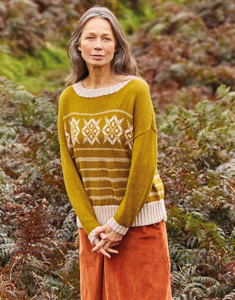 Fair Isle Striped Slouchy Sweater in Sirdar Country Classic 4 Ply 10135