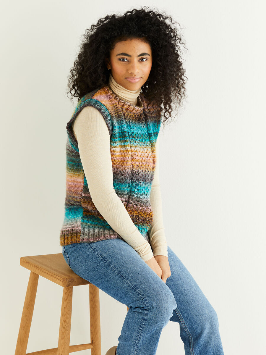 Textured Panel Vest in Sirdar Jewelspun 10291 (printed pattern)
