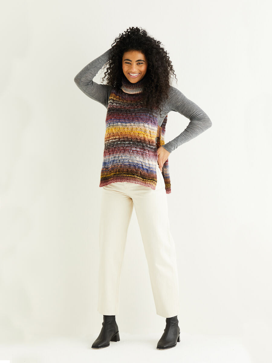 Roll Neck Tie-Side Vest in Sirdar Jewelspun 10292 (printed pattern)
