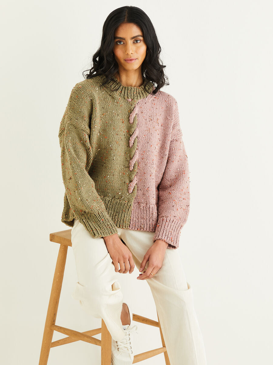 Clever Cable Sweater in Hayfield Bonus Chunky Tweed 10341