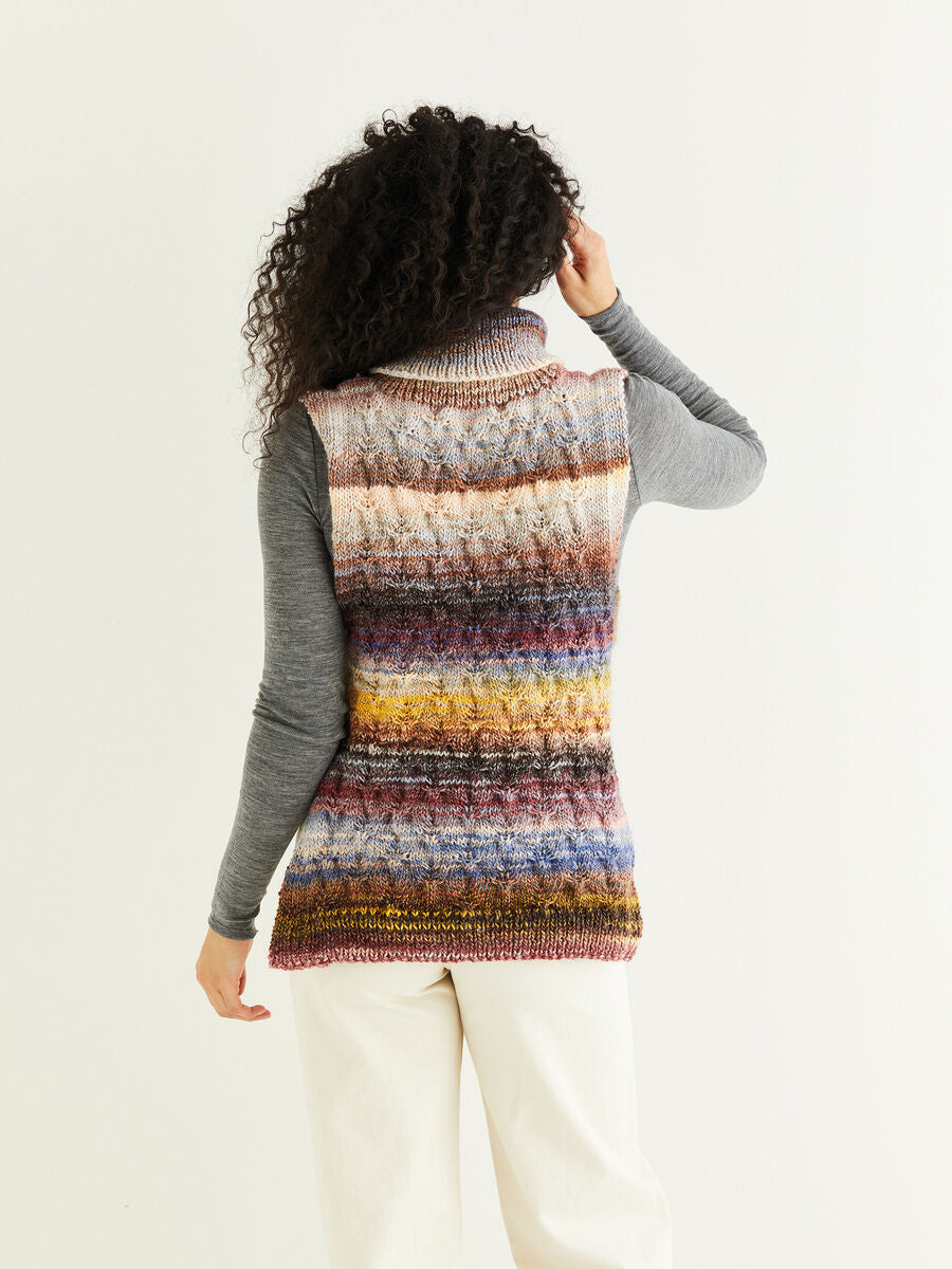 Roll Neck Tie-Side Vest in Sirdar Jewelspun 10292 (printed pattern)