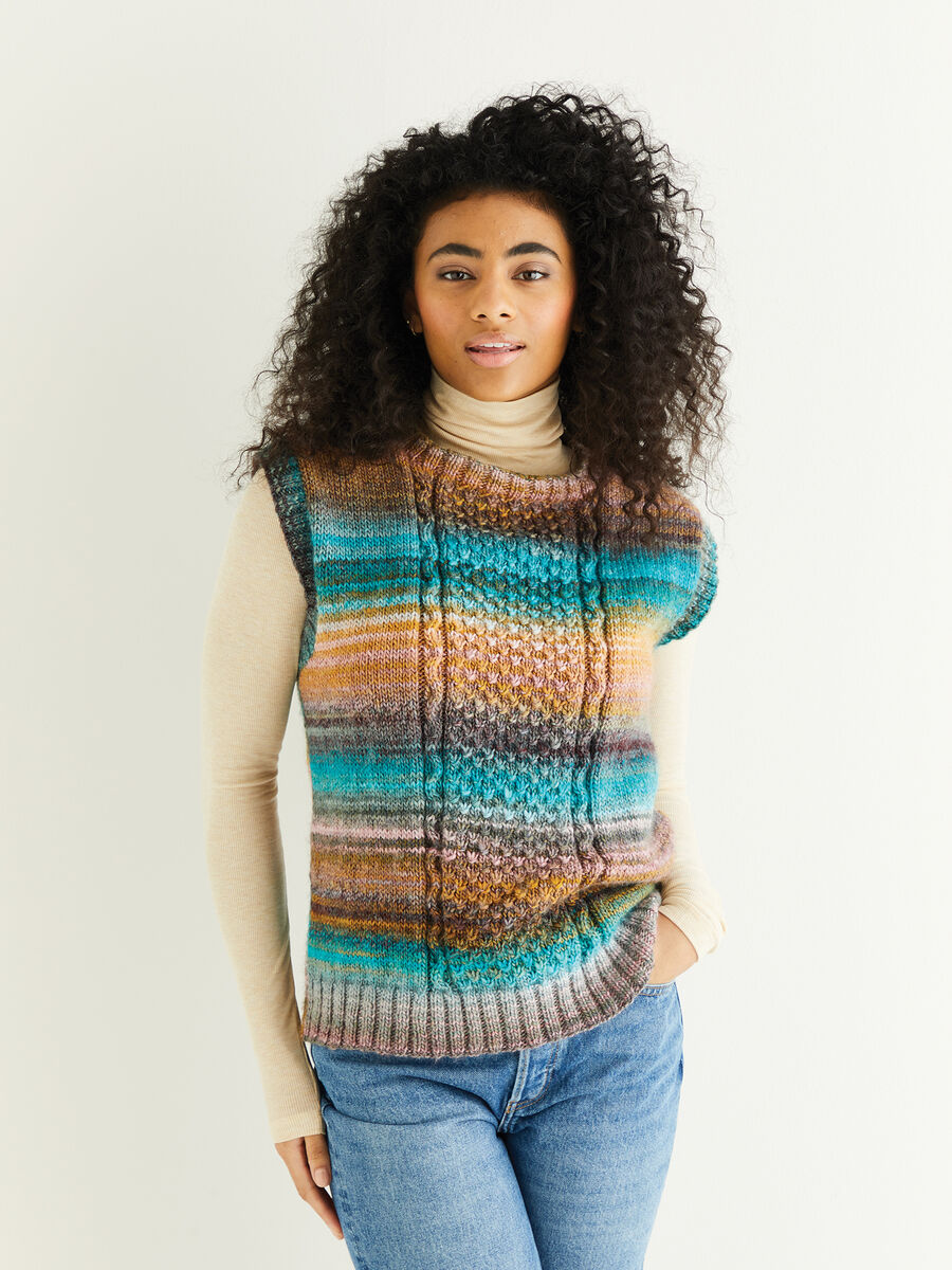 Textured Panel Vest in Sirdar Jewelspun 10291 (printed pattern)