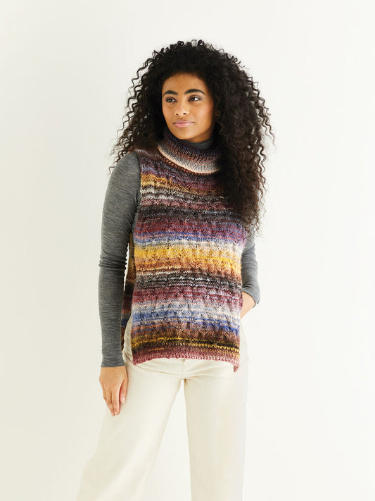 Roll Neck Tie-Side Vest in Sirdar Jewelspun 10292 (printed pattern)