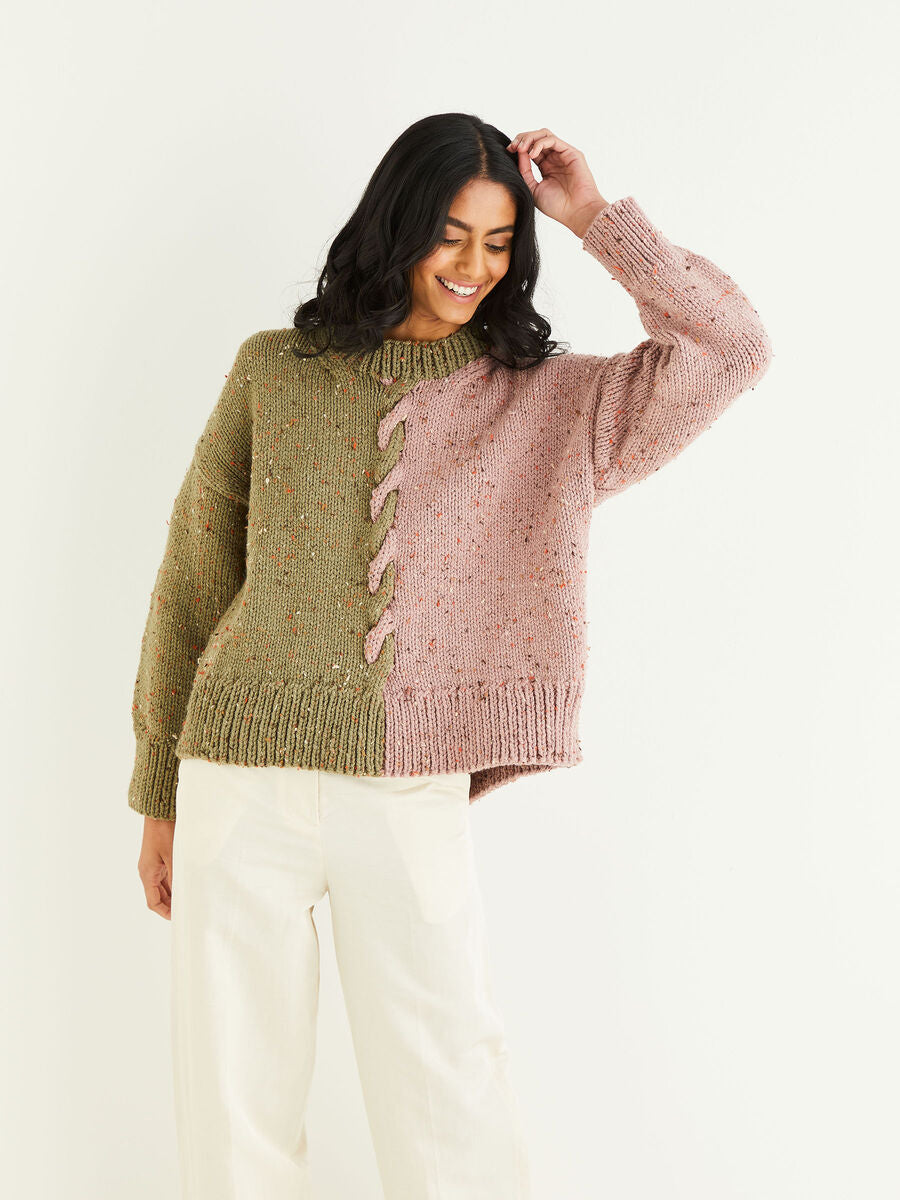 Clever Cable Sweater in Hayfield Bonus Chunky Tweed 10341