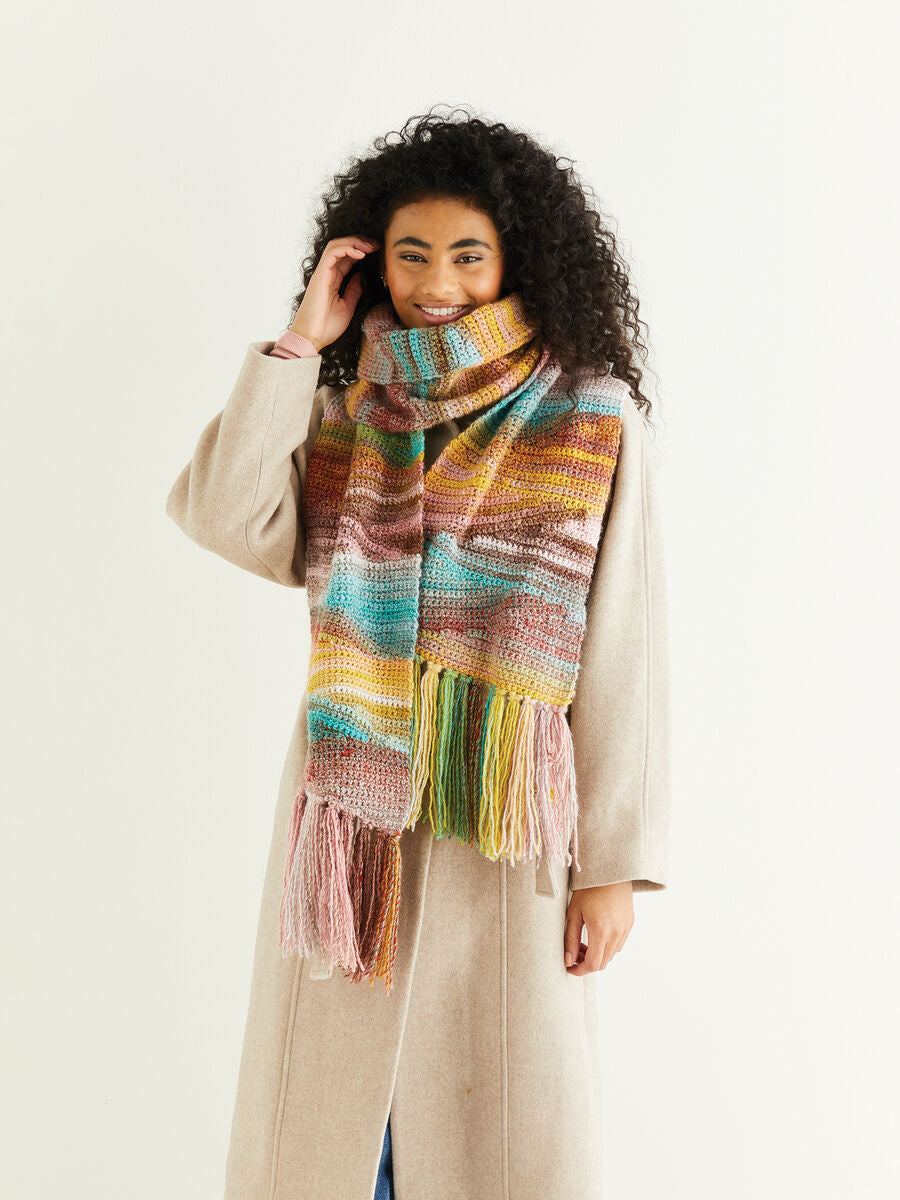 Crochet Fringed Scarf in Sirdar Jewelspun 10289