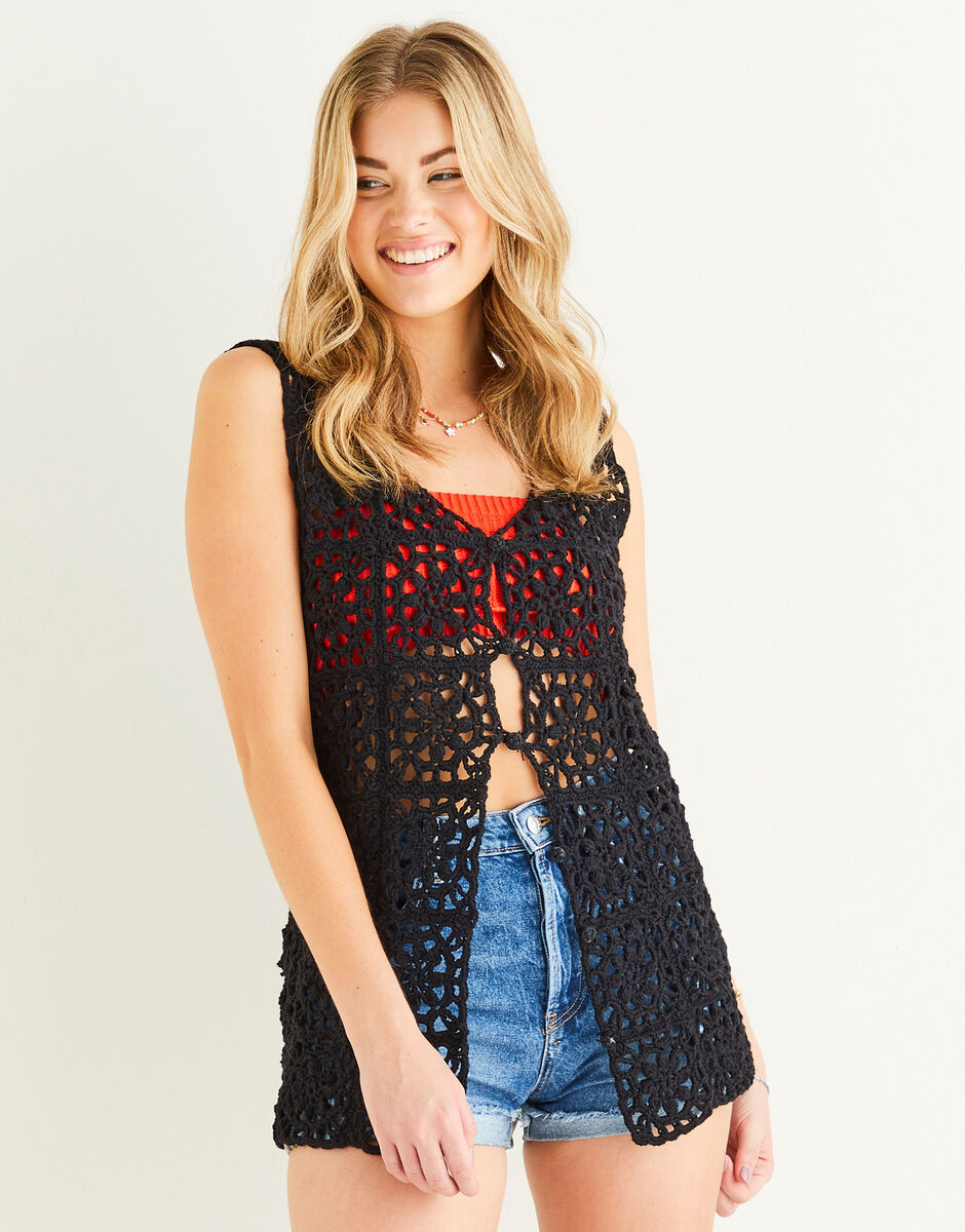 Crochet Fringe Benefits Vest in Sirdar Stories DK 10529