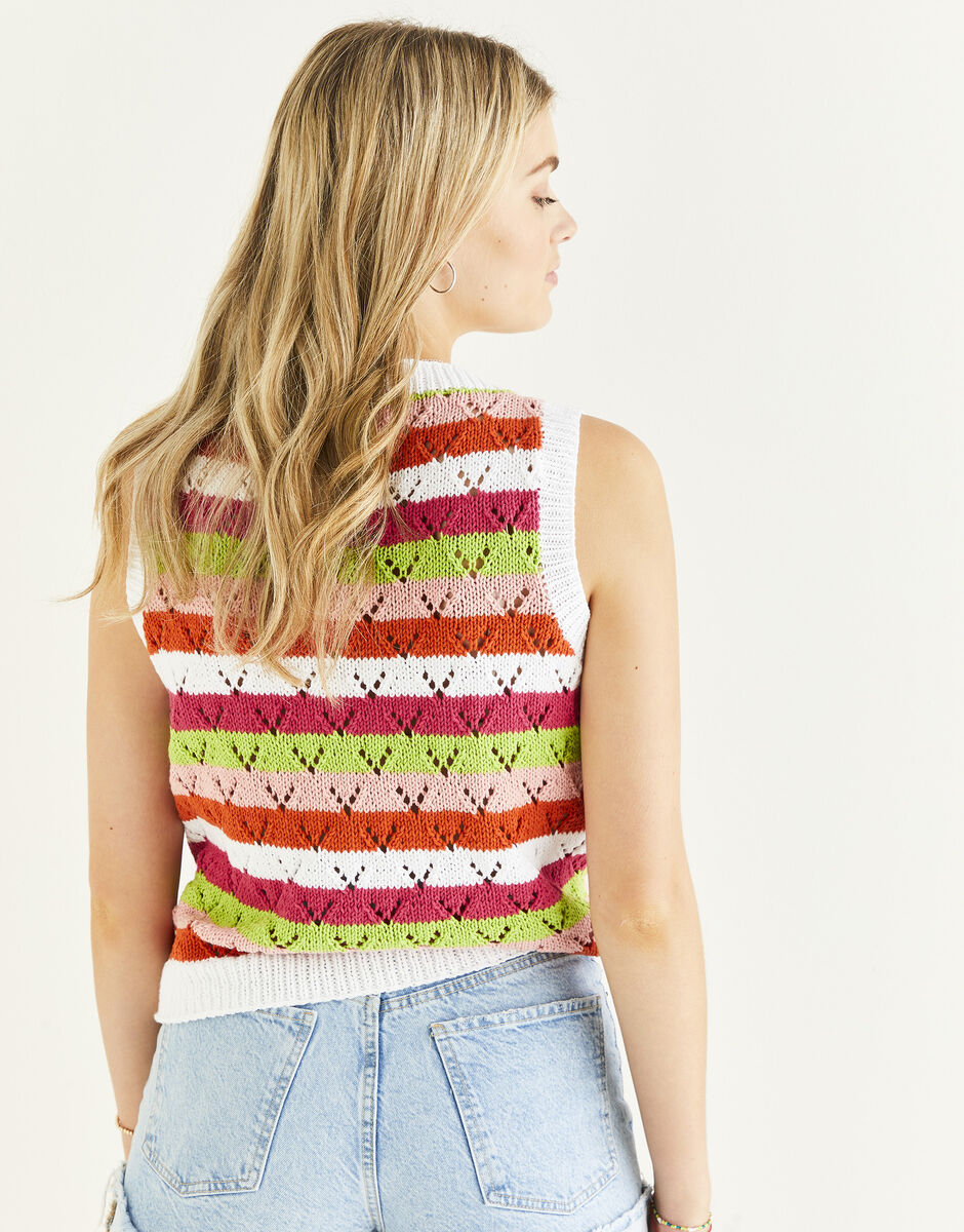 Headliner Stripe Vest in Sirdar Stories DK 10537 (printed pattern)