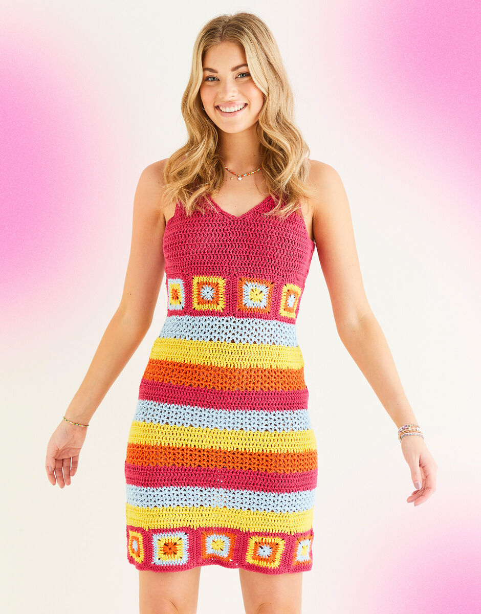Crochet Mainstage Mini Dress in Sirdar Stories DK 10531