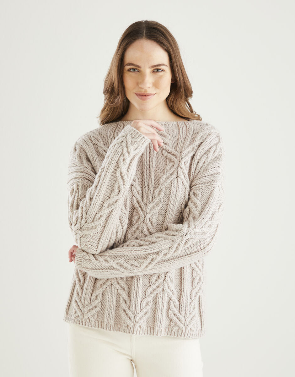 Diamond Cable Sweater in Hayfield Bonus Aran 10607