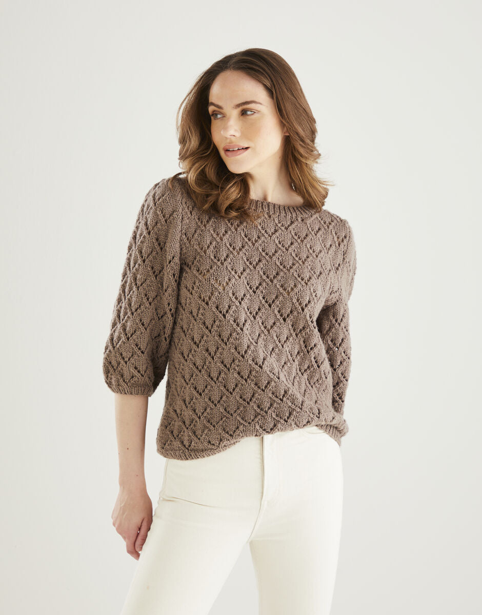Short Sleeve Sweater in Hayfield Bonus Aran 10604