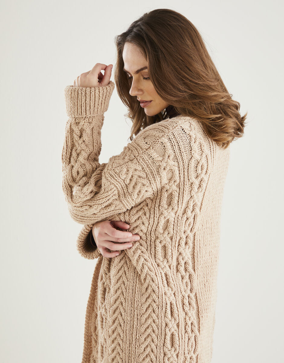 Longline Edge to Edge Cardigan in Hayfield Bonus Aran 10606
