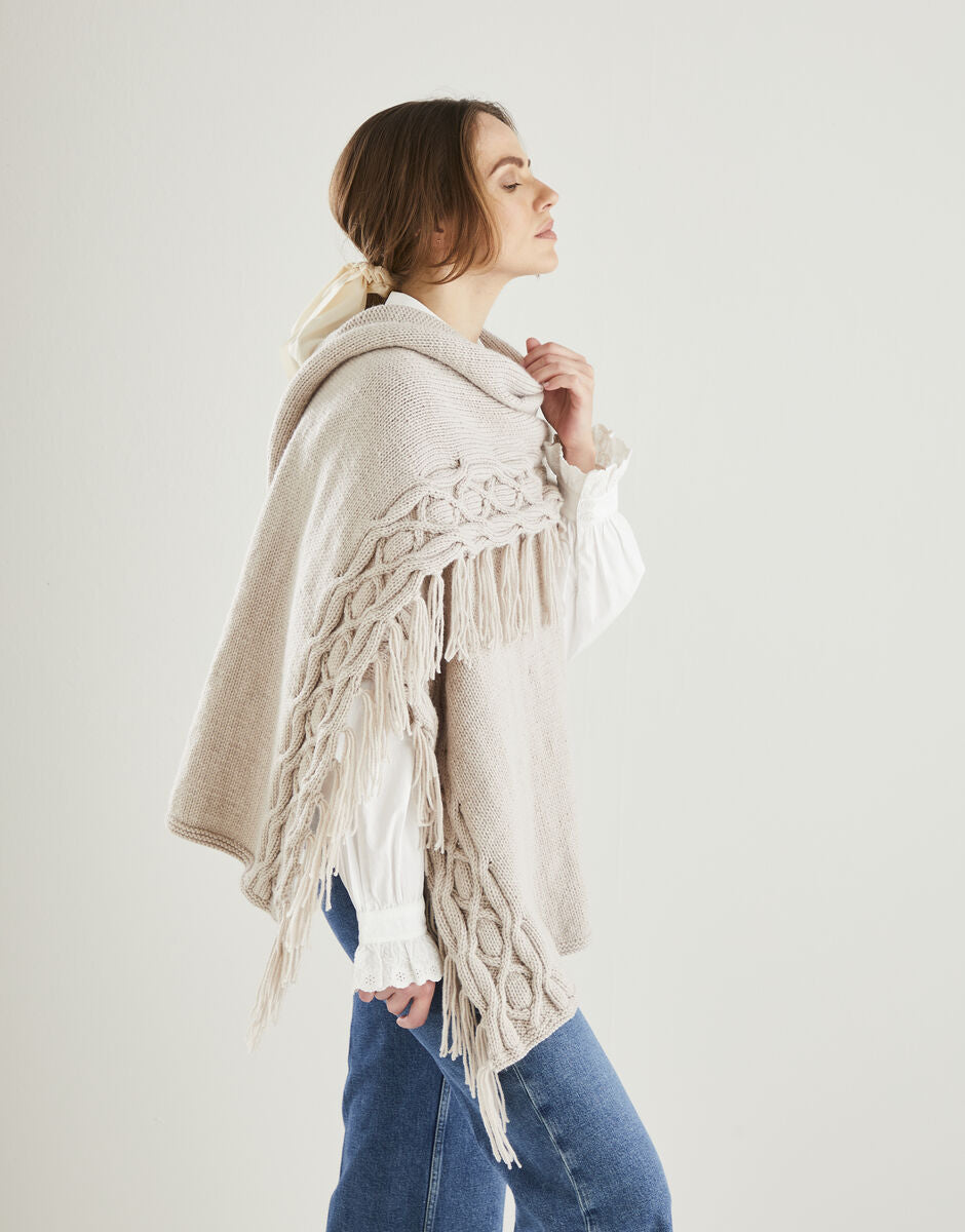 Tasselled Shawl in Hayfield Bonus Aran 10613