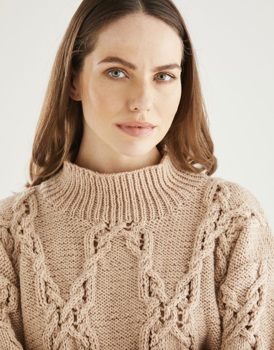 Eyelet Lace Sweater in Hayfield Bonus Aran 10610