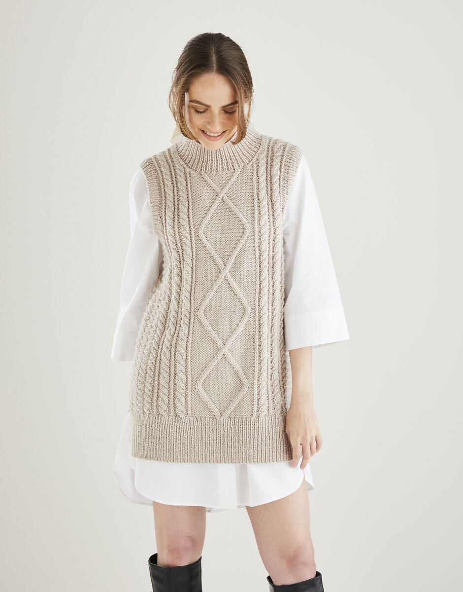Sleeveless Cable Tunic in Hayfield Bonus Aran 10608