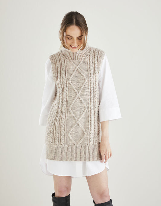Sleeveless Cable Tunic in Hayfield Bonus Aran 10608