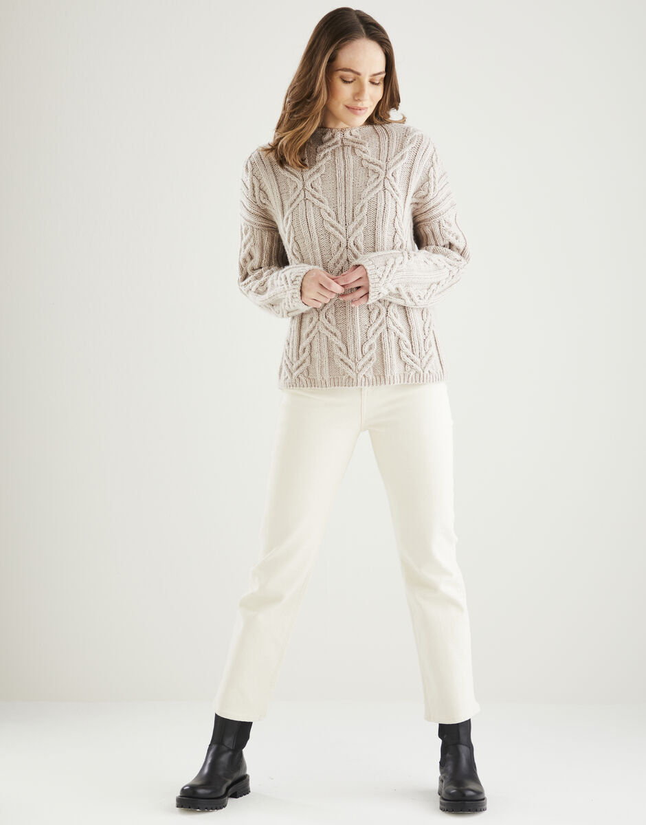 Diamond Cable Sweater in Hayfield Bonus Aran 10607