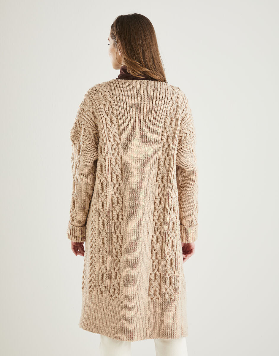 Longline Edge to Edge Cardigan in Hayfield Bonus Aran 10606