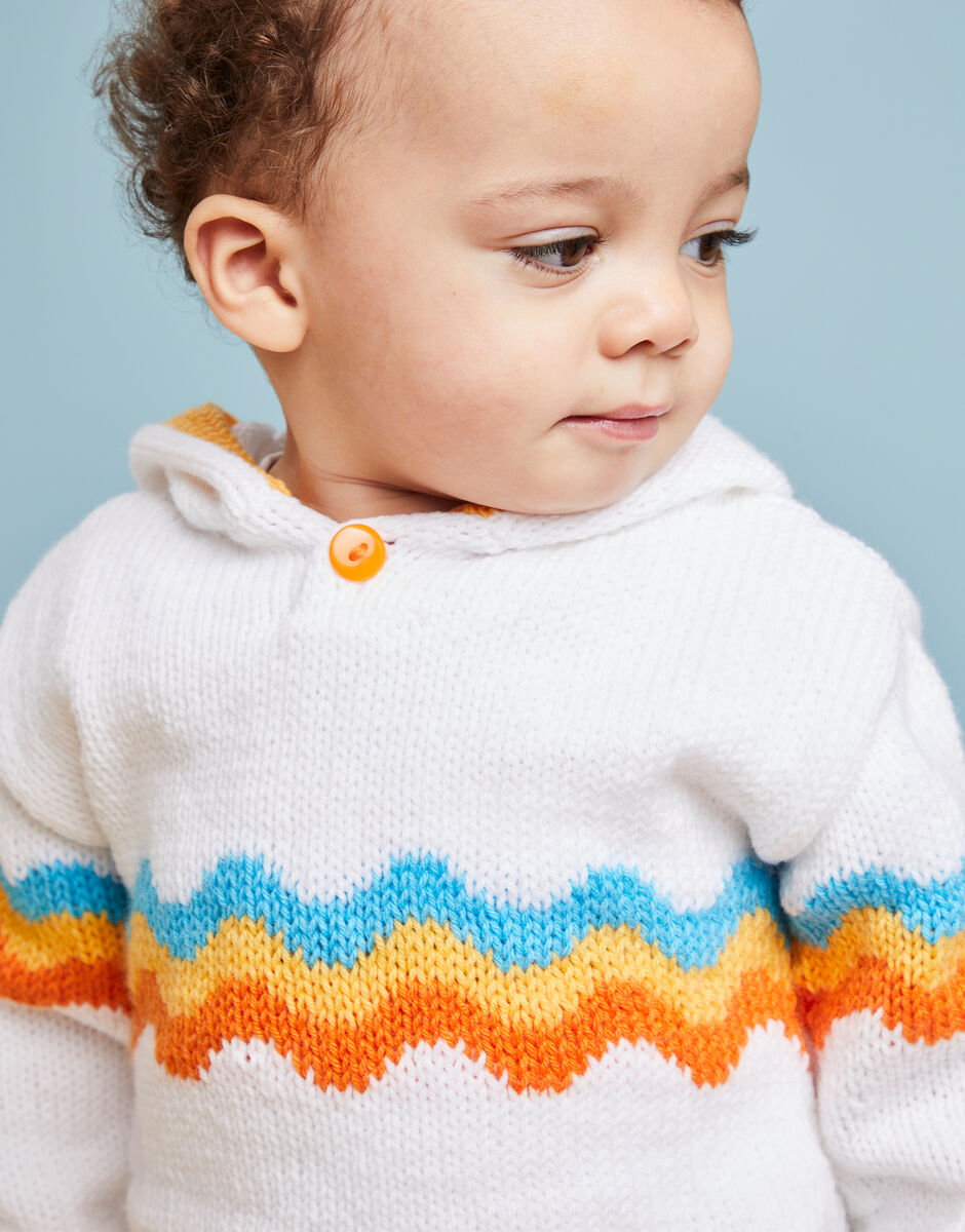 Rainbow Wave Hoodie in Sirdar Snuggly DK 5504