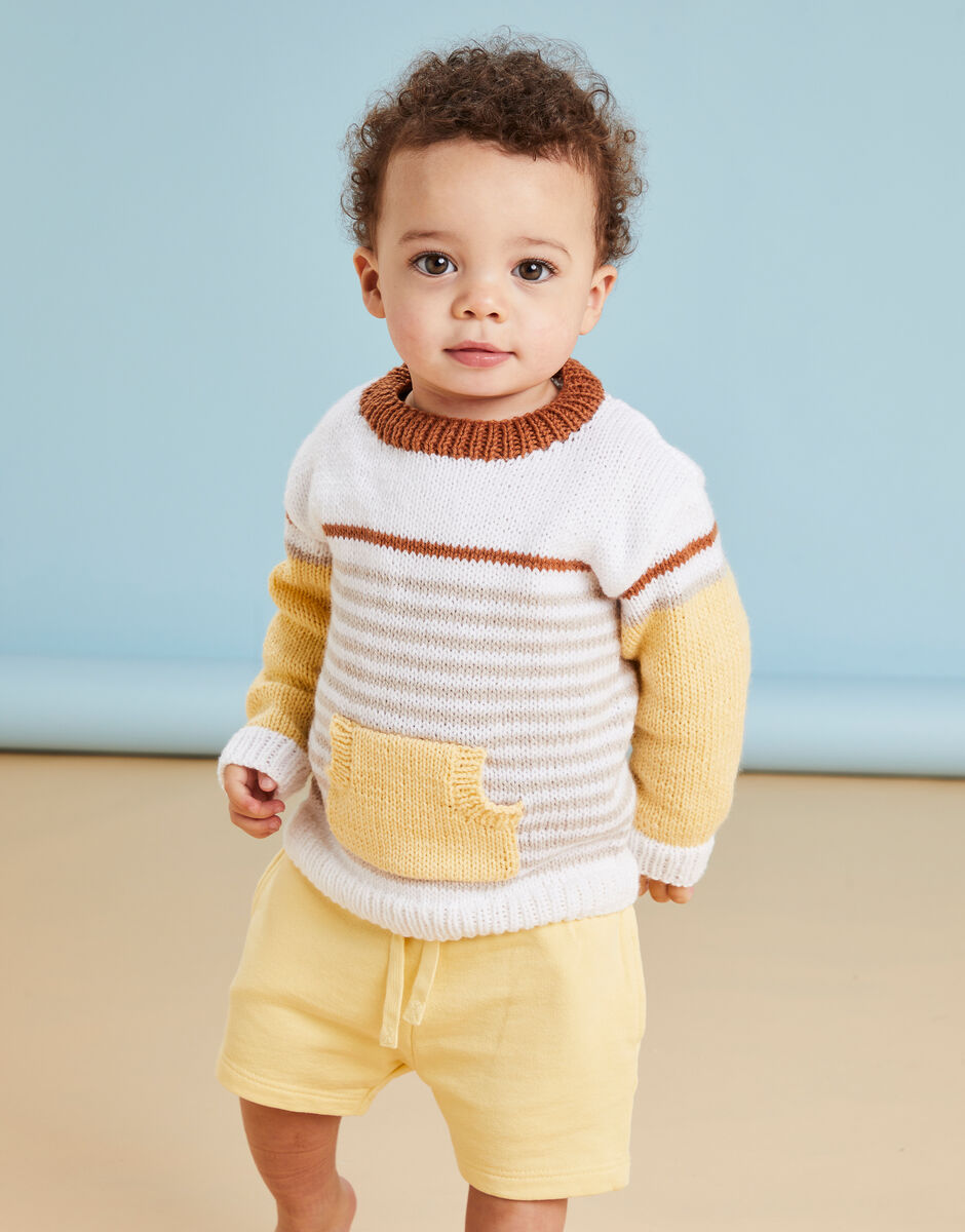 Sandy Feet Pocket Sweater in Sirdar Snuggly DK 5501