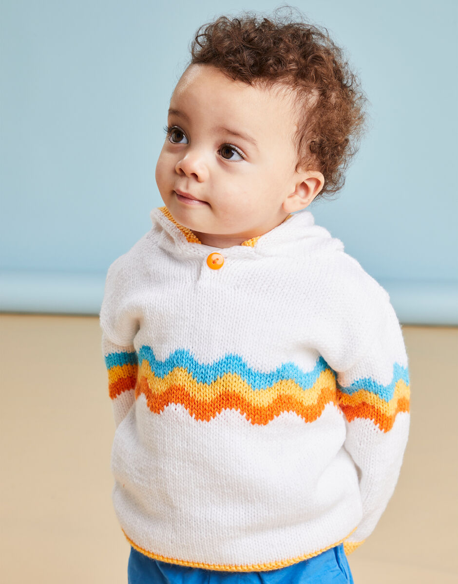 Rainbow Wave Hoodie in Sirdar Snuggly DK 5504