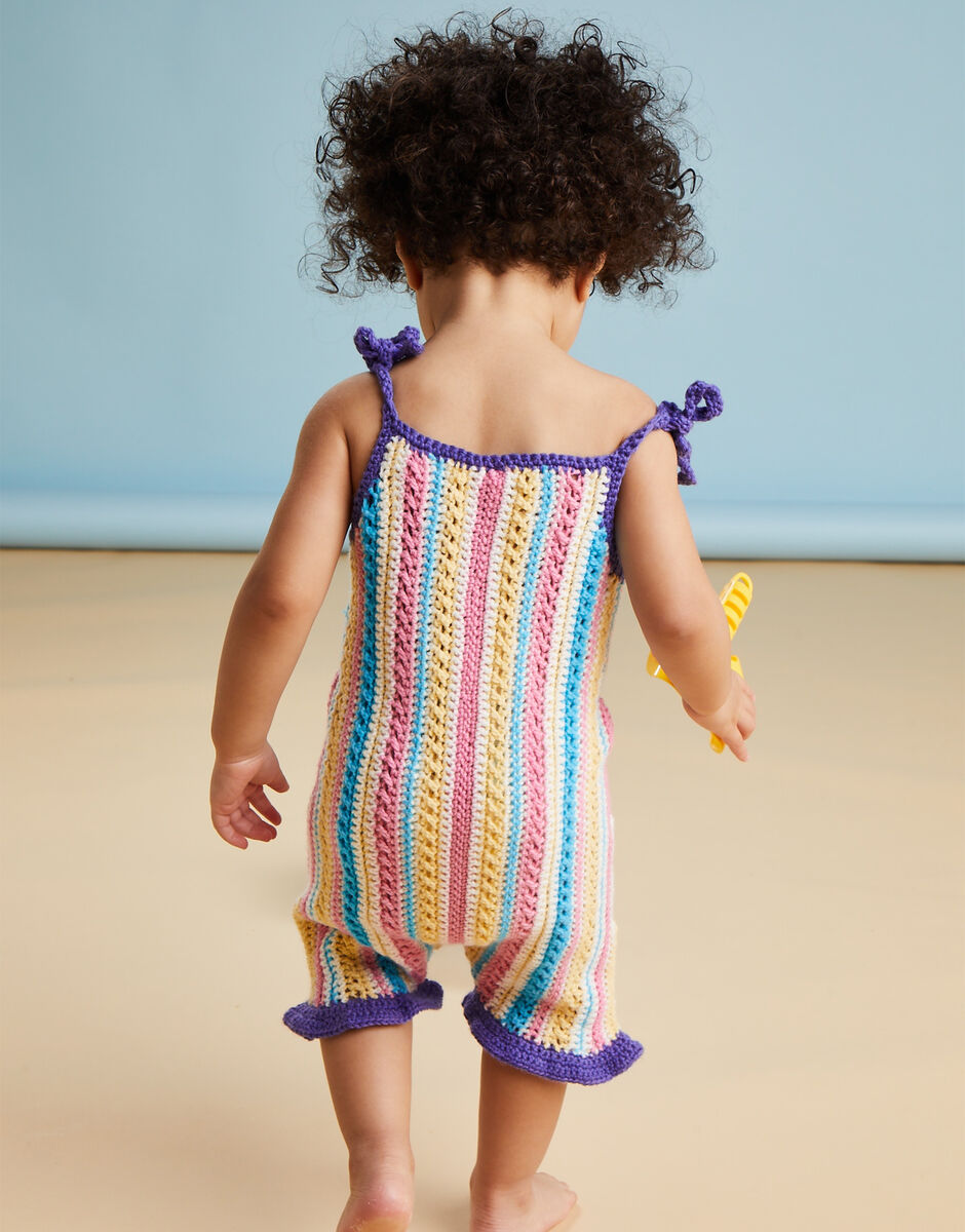 Crochet Deck Chair Playsuit in Sirdar Snuggly DK 5503