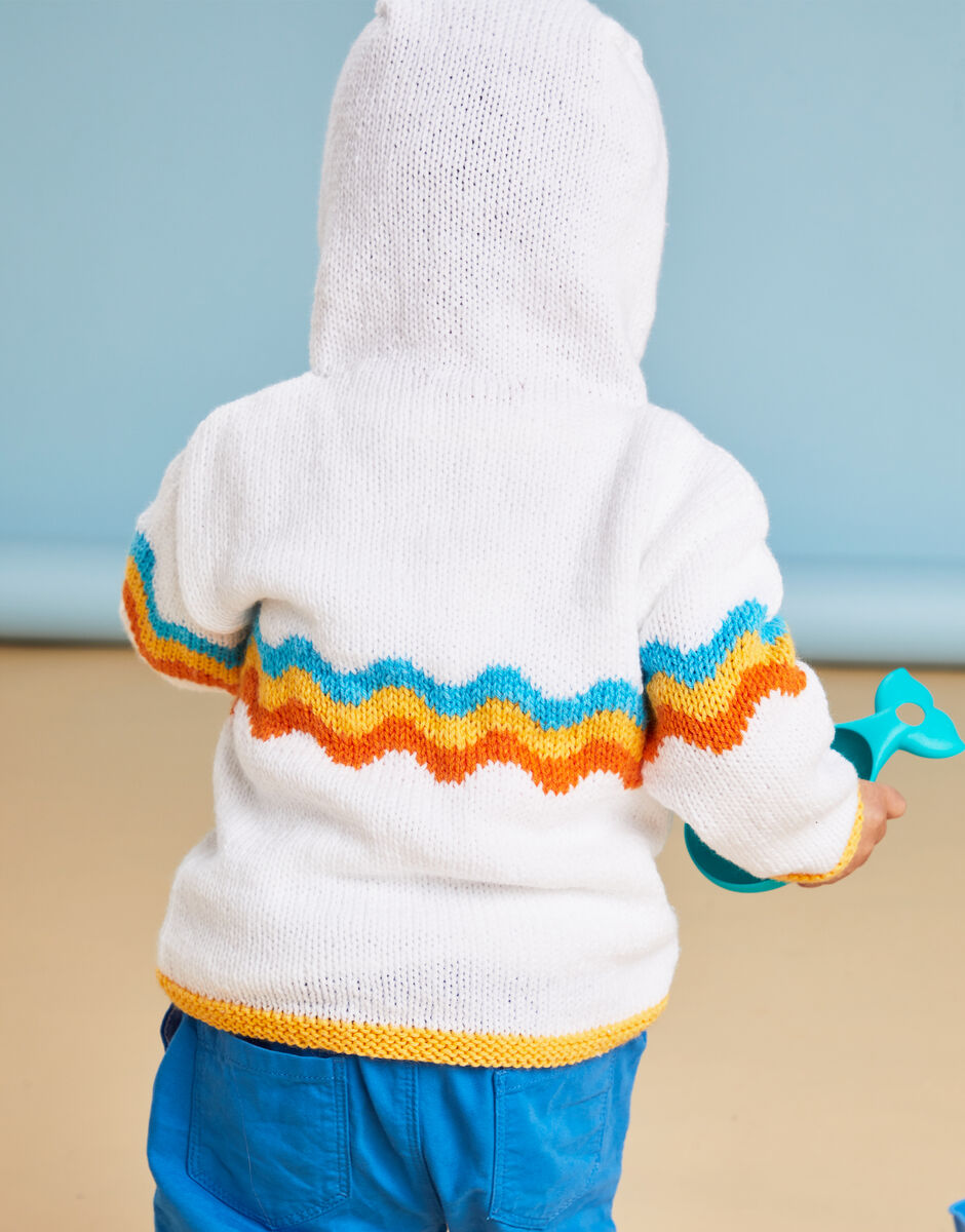 Rainbow Wave Hoodie in Sirdar Snuggly DK 5504