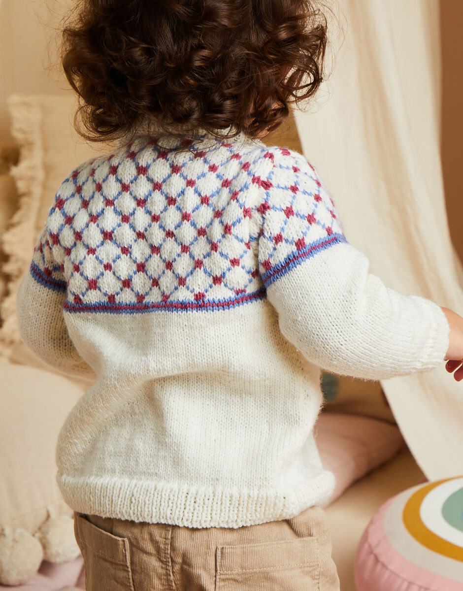 Plaid and Plain Cardigan in Sirdar Snuggly 4 Ply 5515